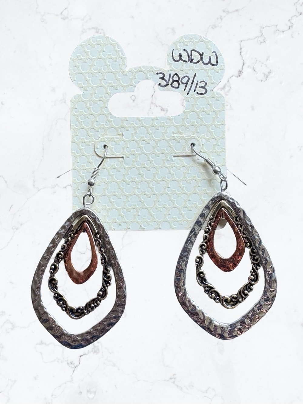 Disney Mixed-Metal Teardrop Dangle Earrings - Silver & Rose Gold - Picture 1 of 2